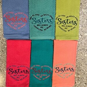 Hand Towel Side by side or miles apart sisters will always be connected by heart